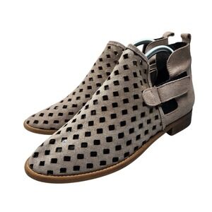 Musse & Cloud Calia Perforated Suede/Leather Ankle Booties Taupe EU 40 US 9 Boho